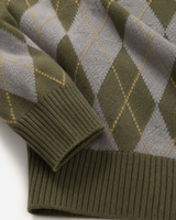 Checkered Crew Neck Sweater — Olive