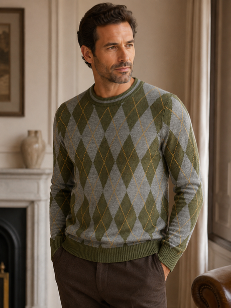 Checkered Crew Neck Sweater