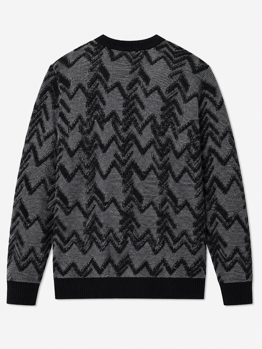 Diamond Knit Crew Neck Sweater — Black