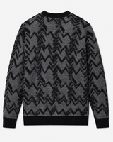 Diamond Knit Crew Neck Sweater — Black