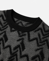 Diamond Knit Crew Neck Sweater — Black