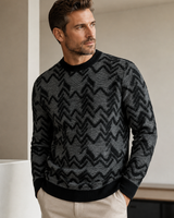 Diamond Knit Crew Neck Sweater — Black
