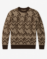 Diamond Knit Crew Neck Sweater — Brown