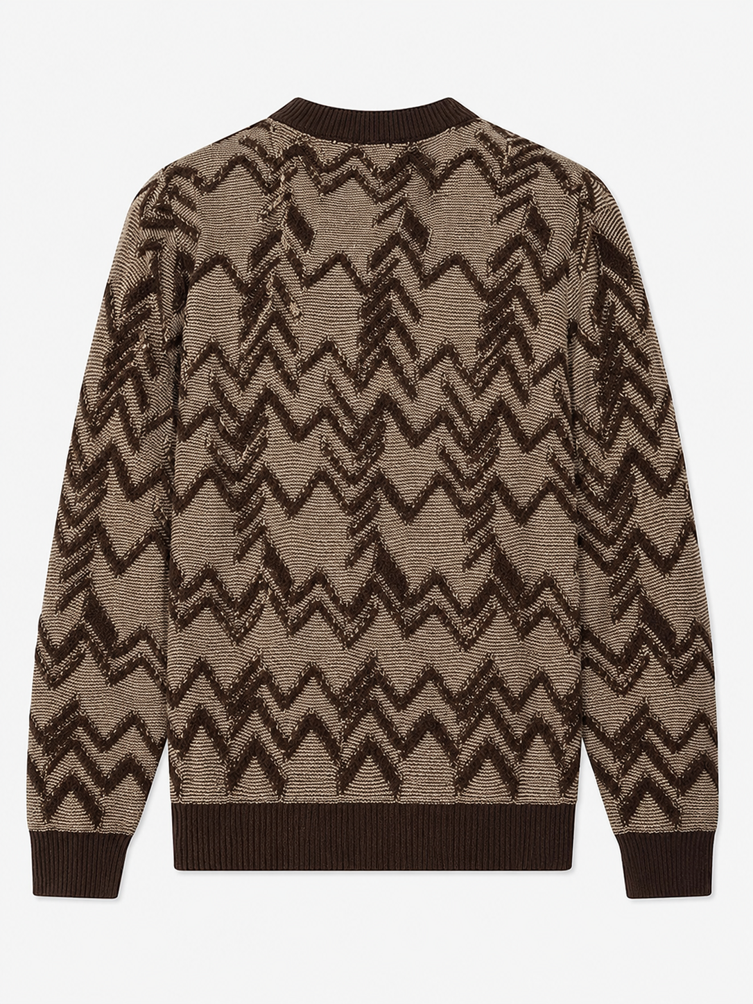 Diamond Knit Crew Neck Sweater — Brown