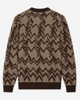 Diamond Knit Crew Neck Sweater — Brown