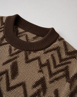 Diamond Knit Crew Neck Sweater — Brown