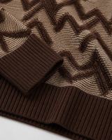 Diamond Knit Crew Neck Sweater — Brown