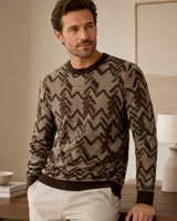 Diamond Knit Crew Neck Sweater — Brown