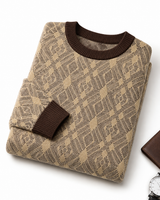 Diamond Check Crew Neck Sweater — Brown