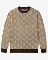 Diamond Check Crew Neck Sweater — Brown