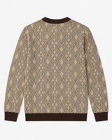 Diamond Check Crew Neck Sweater — Brown