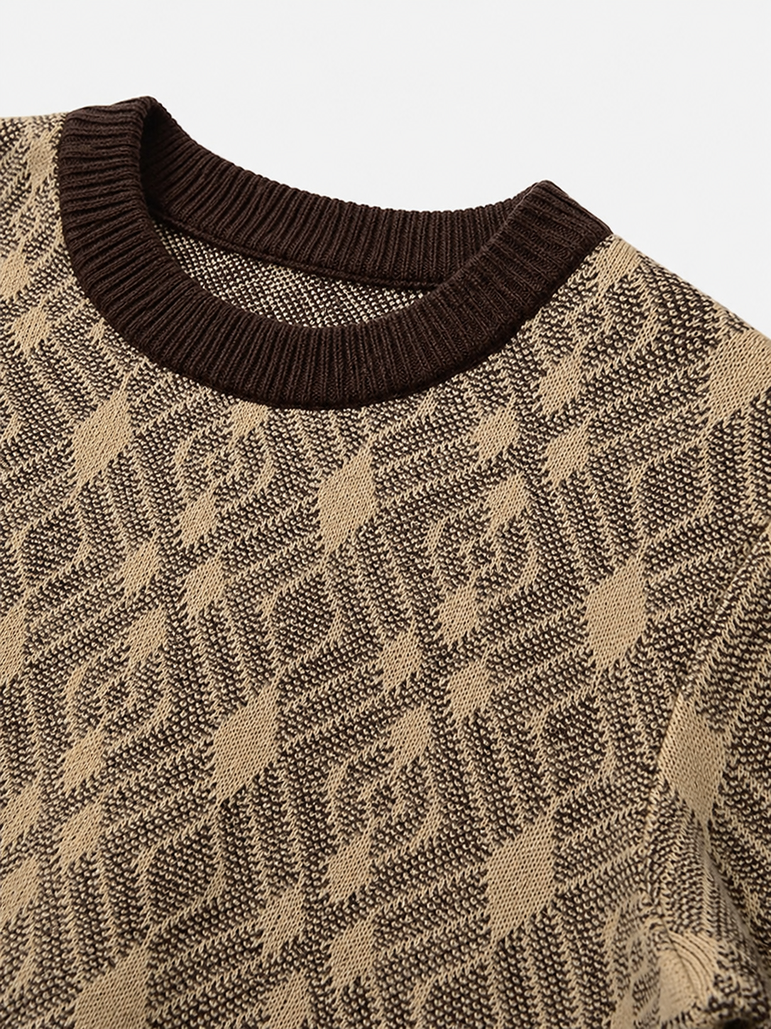 Diamond Check Crew Neck Sweater — Brown