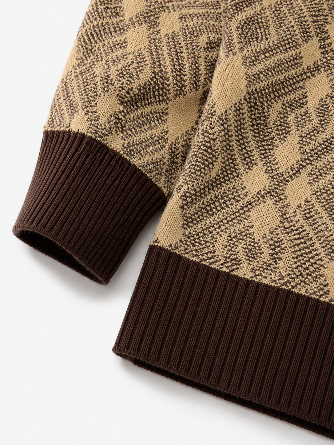 Diamond Check Crew Neck Sweater — Brown