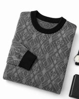 Diamond Check Crew Neck Sweater — Grey