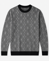 Diamond Check Crew Neck Sweater — Grey