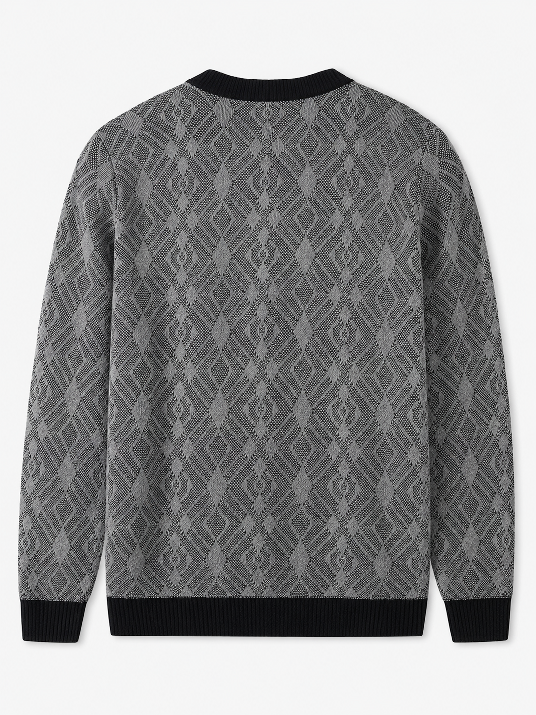 Diamond Check Crew Neck Sweater — Grey