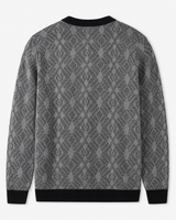 Diamond Check Crew Neck Sweater — Grey