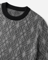 Diamond Check Crew Neck Sweater — Grey
