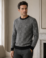 Diamond Check Crew Neck Sweater — Grey