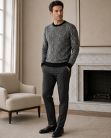 Diamond Check Crew Neck Sweater — Grey
