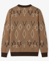 Diamond Pattern Crew Neck Sweater — Brown