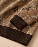 Diamond Pattern Crew Neck Sweater — Brown