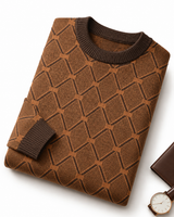 Striped Knit Sweater — Brown