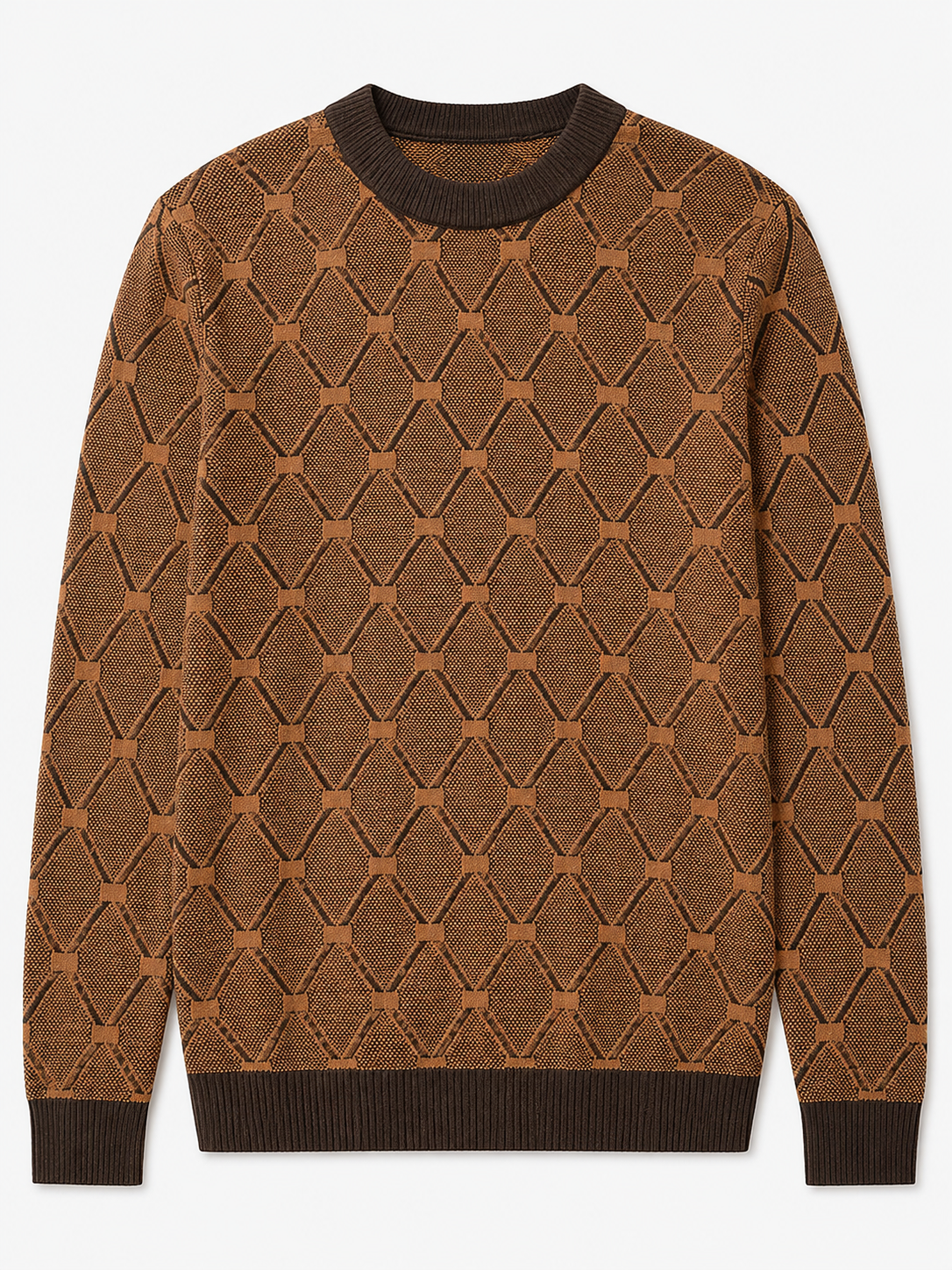 Striped Knit Sweater — Brown