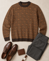 Striped Knit Sweater — Brown