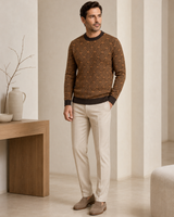 Striped Knit Sweater — Brown
