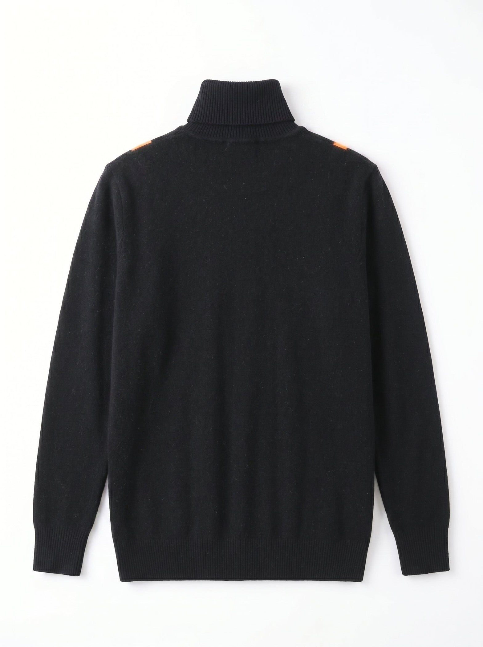 Geometric Pattern Turtleneck Cashmere Sweater — Blackyellow
