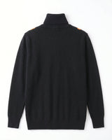 Geometric Pattern Turtleneck Cashmere Sweater — Black&Yellow
