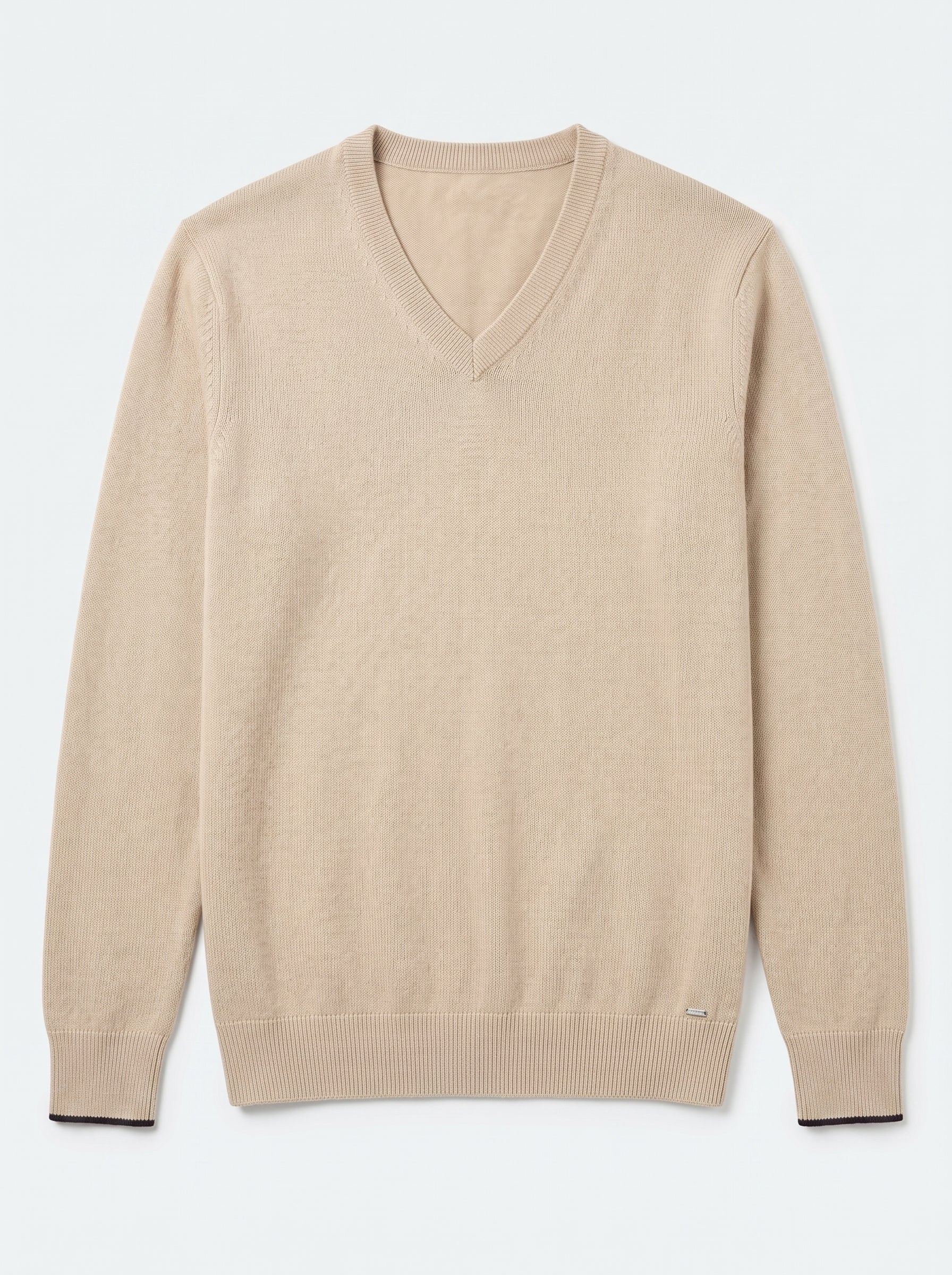 Men's V-Neck Cashmere Sweater — Beige