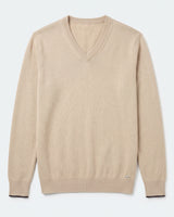 Men's V-Neck Cashmere Sweater — Beige