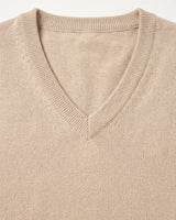 Men's V-Neck Cashmere Sweater — Beige