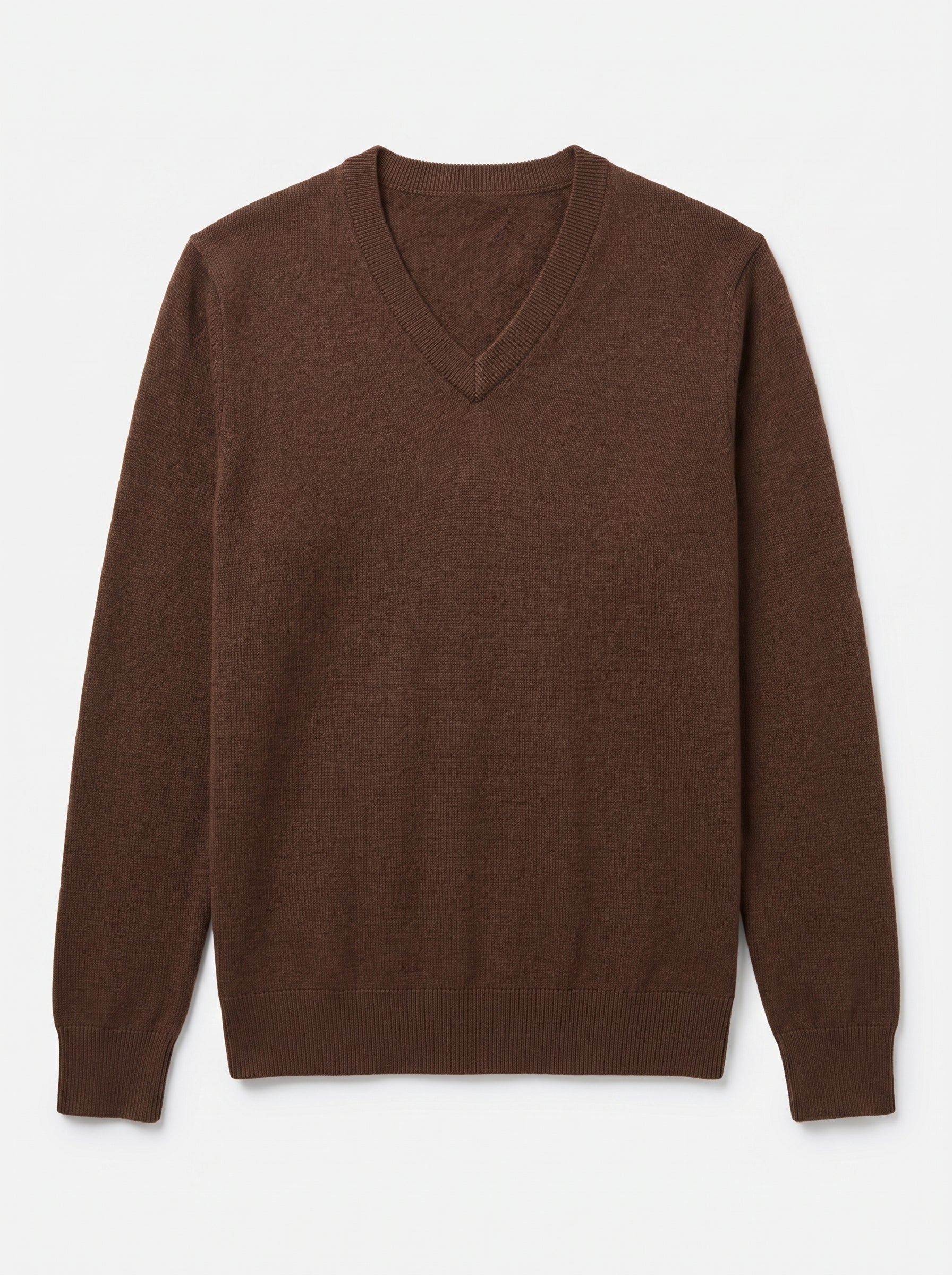 Men's V-Neck Cashmere Sweater — Brown