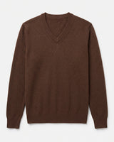 Men's V-Neck Cashmere Sweater — Brown