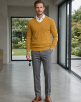 Men's V-Neck Cashmere Sweater — Yellow