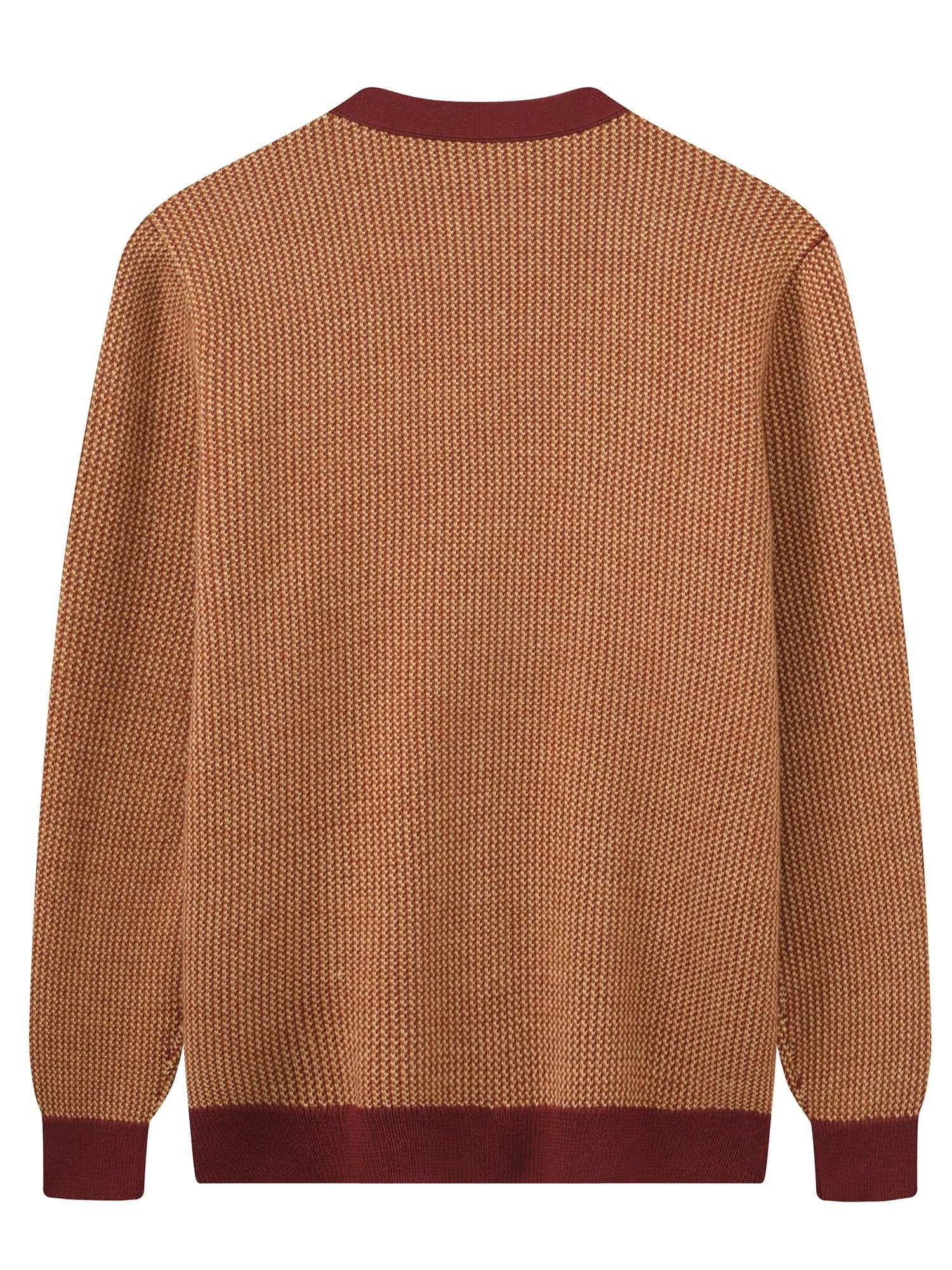 Contrast Trim V-Neck Cardigan — Brown