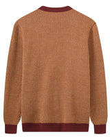 Contrast Trim V-Neck Cardigan — Brown