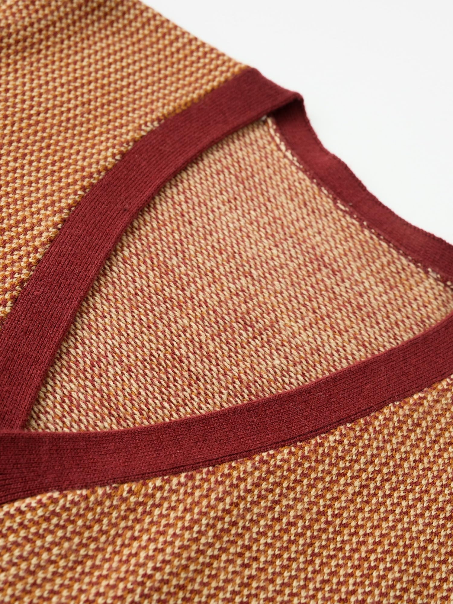 Contrast Trim V-Neck Cardigan — Brown