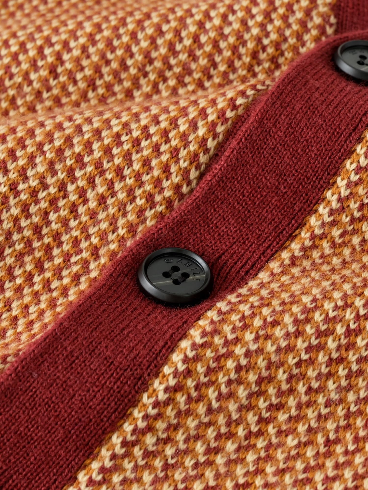 Contrast Trim V-Neck Cardigan — Brown