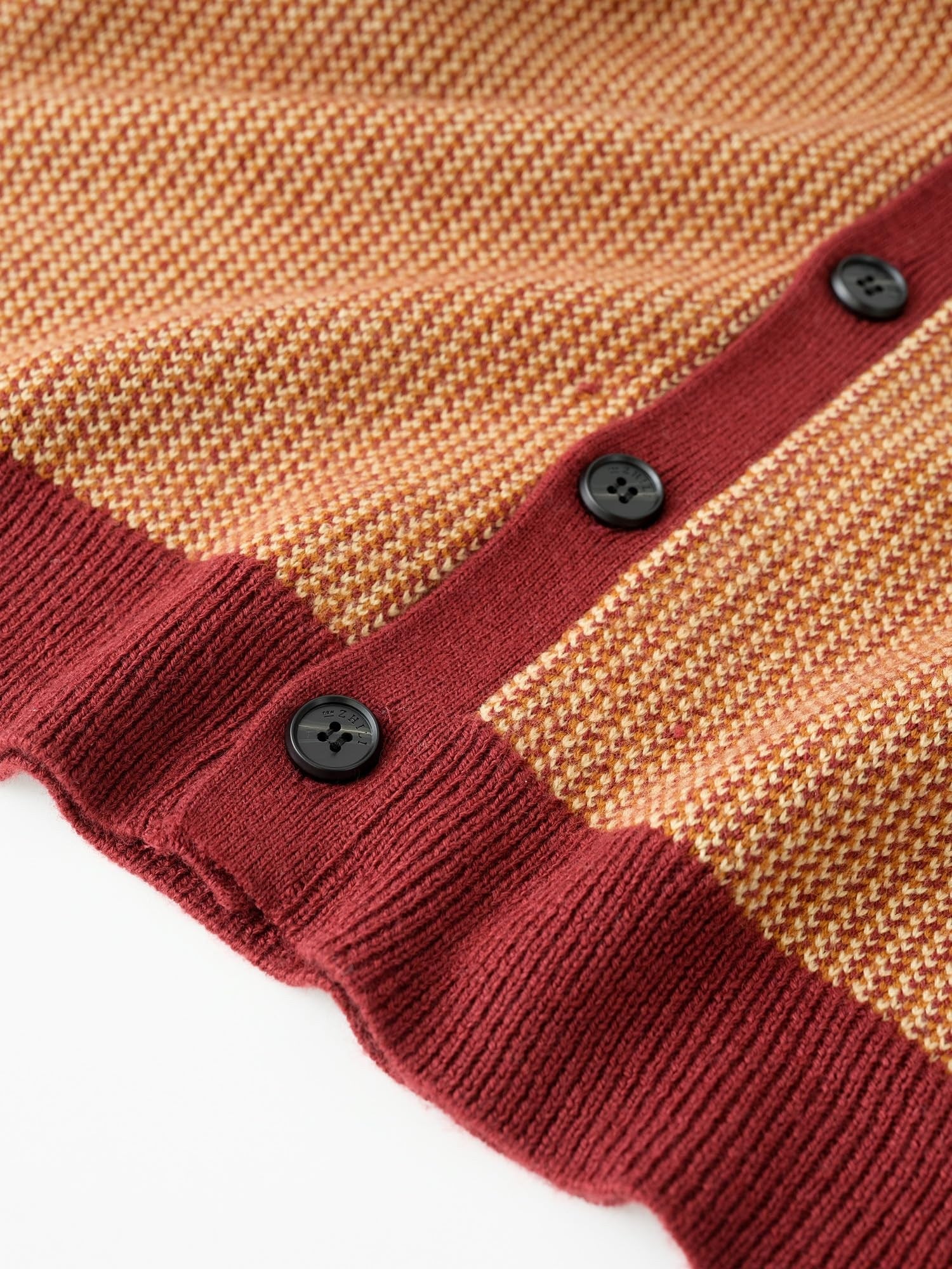 Contrast Trim V-Neck Cardigan — Brown