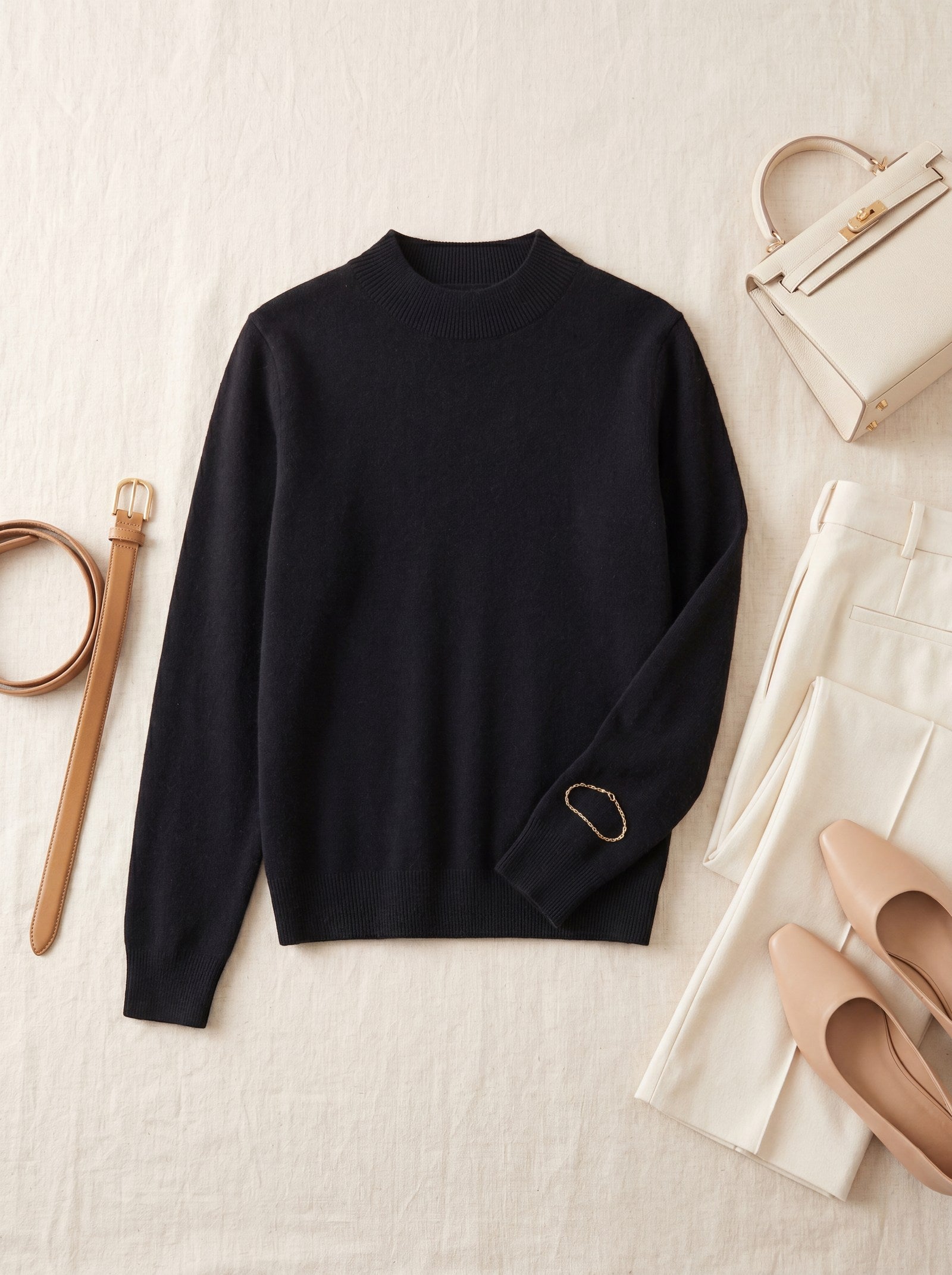 Women's Ribbed Mock Neck Sweater — Black