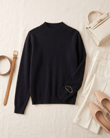 Women's Ribbed Mock Neck Sweater — Black