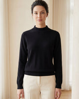 Women's Ribbed Mock Neck Sweater — Black