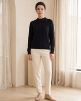 Women's Ribbed Mock Neck Sweater — Black