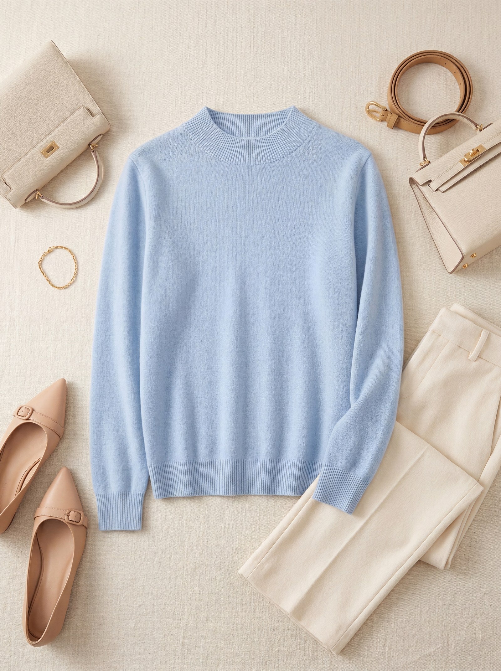 Women's Ribbed Mock Neck Sweater — Blue