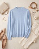 Women's Ribbed Mock Neck Sweater — Blue