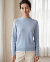 Women's Ribbed Mock Neck Sweater — Blue